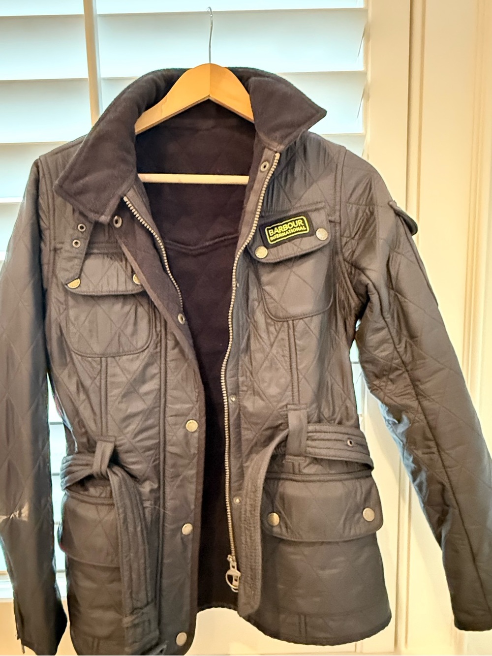 Barbour Quilted Navy Women's Jacket with Belt size 4